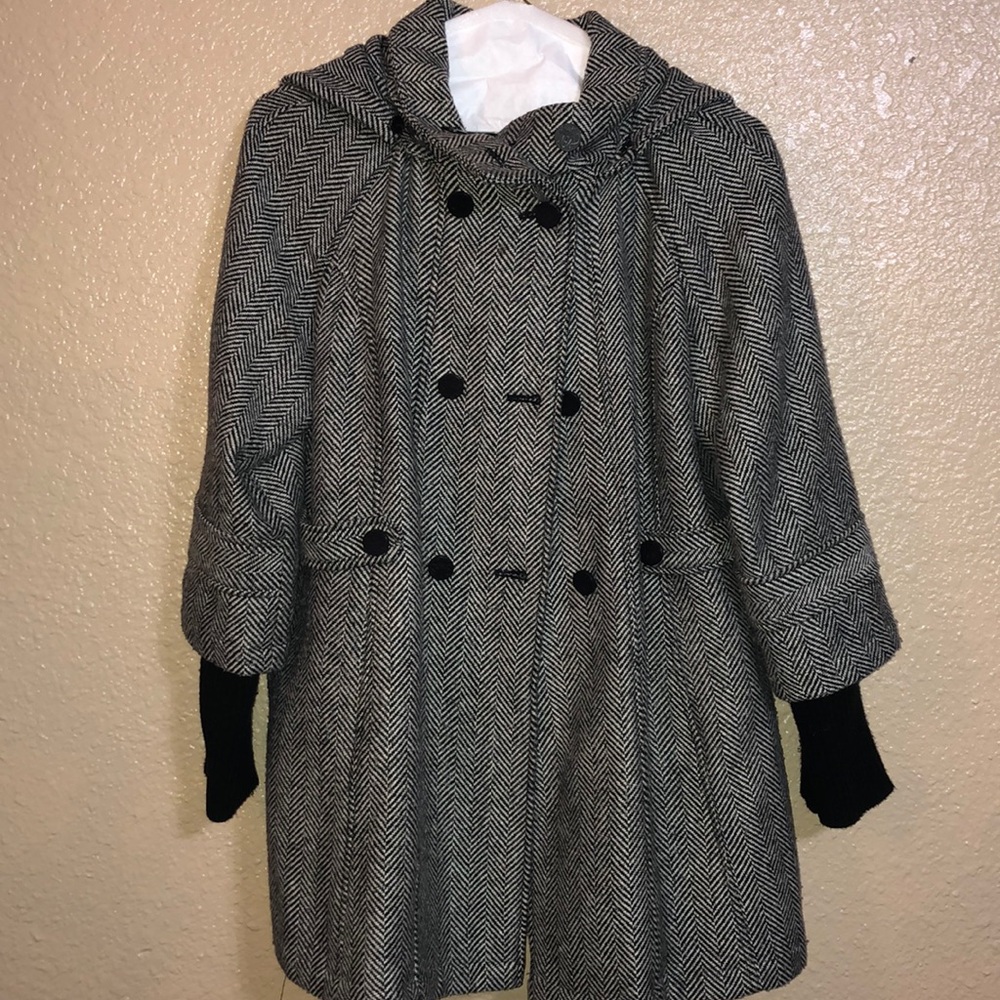 Hilary Radley - Hooded Houndstooth Coat - XL